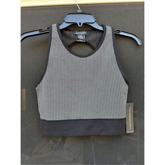 Tahari Sport Women’s Classic Bubble Knit Key Hole Sports Bra Crop Top. Size S/M. - Picture 1 of 7